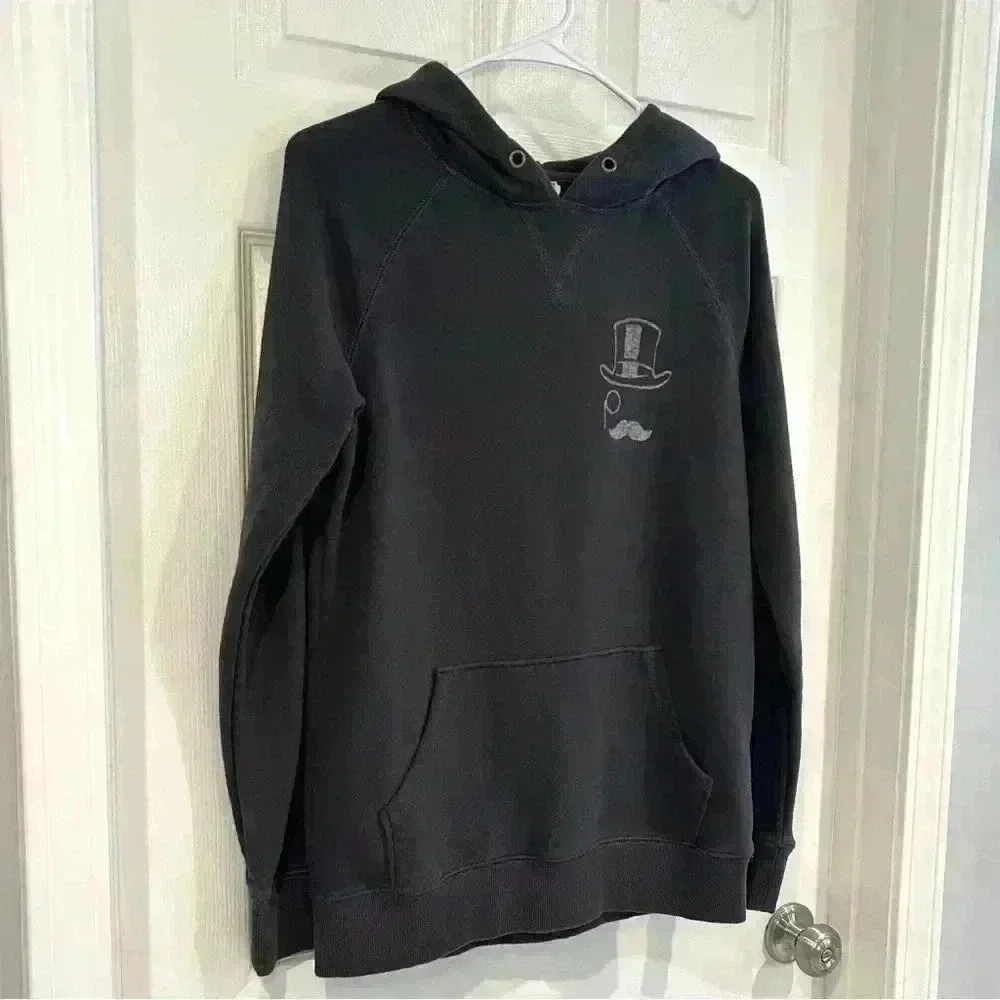 Monopoly Man Faded Black Hoodie Front Pocket Men Sz S Junk Food Game Night